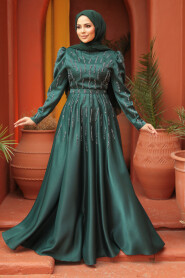 Modest Green Satin Evening Dress 51891Y - 2