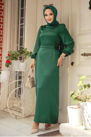 Modest Green Satin Prom Dress 5948Y - 1