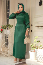 Modest Green Satin Prom Dress 5948Y - 2