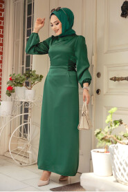 Modest Green Satin Prom Dress 5948Y - 3