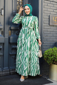 Modest Green Summer Dress 23141Y - 1