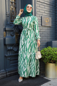 Modest Green Summer Dress 23141Y - 2