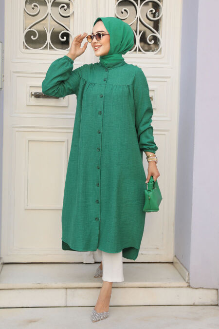 Modest Green Tunic 5642Y - NEVA STYLE