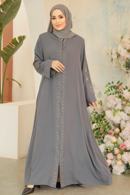 Modest Grey Abaya 35166GR - NEVA STYLE