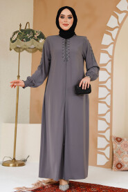 Modest Grey Abaya 45274GR - 2