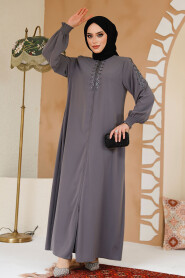 Modest Grey Abaya 45274GR - 3