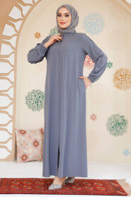 Modest Grey Abaya For Women 45292GR - 2