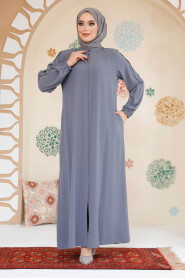 Modest Grey Abaya For Women 45292GR - 3