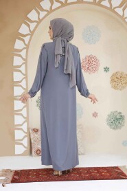 Modest Grey Abaya For Women 45292GR - 4