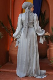 Modest Grey Bridal Dress 48491GR - 3