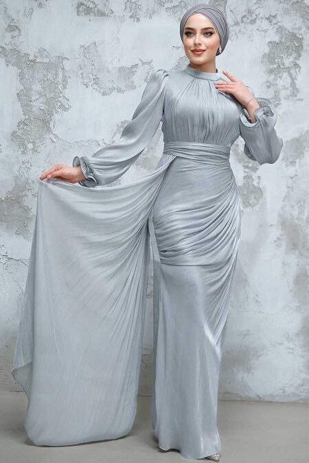 Modest Grey Bridal Dress 4934GR - NEVA STYLE