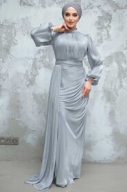 Modest Grey Bridal Dress 4934GR - 3