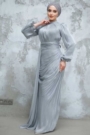 Modest Grey Bridal Dress 4934GR - 2