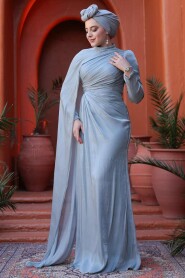 Modest Grey Bridal Dress 52142GR - 3