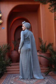 Modest Grey Bridal Dress 52142GR - 4