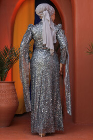 Modest Grey Bridal Dress 52241GR - 4