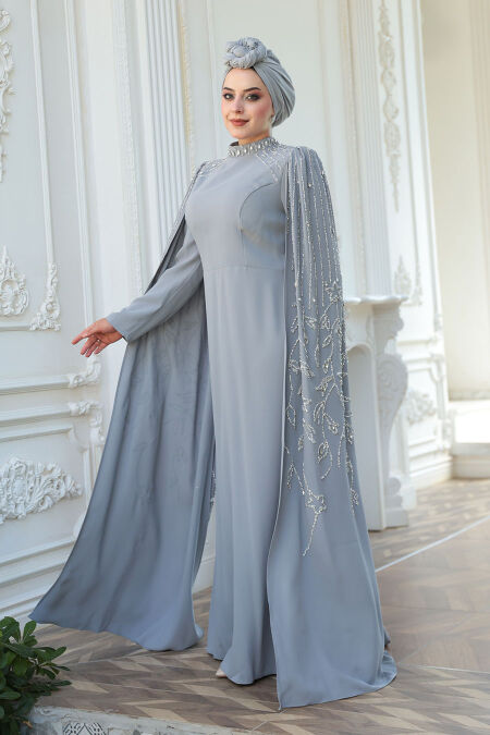 Modest Grey Bridal Dress 52601GR - NEVA STYLE