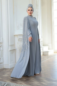 Modest Grey Bridal Dress 52601GR - 3
