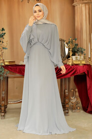 Modest Grey Bridesmaid Dress 25891GR - 2