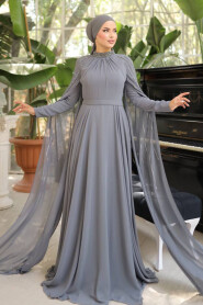 Modest Grey Bridesmaid Dress 47381GR - 1