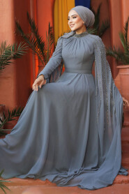 Modest Grey Bridesmaid Dress 47381GR - 2