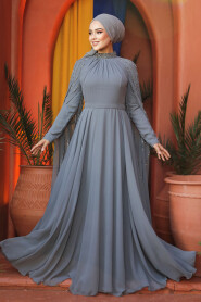 Modest Grey Bridesmaid Dress 47381GR - 3