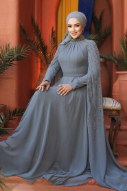 Modest Grey Bridesmaid Dress 47381GR - 1