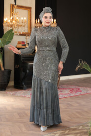 Modest Grey Bridesmaid Dress 51621GR - 1