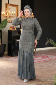 Modest Grey Bridesmaid Dress 51621GR - 2