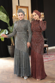 Modest Grey Bridesmaid Dress 51621GR - 3