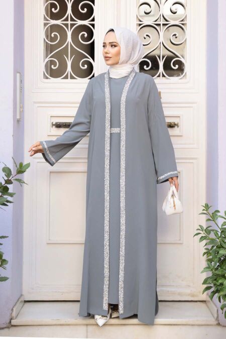 Modest Grey Dress Dual Suit 76852GR - NEVA STYLE