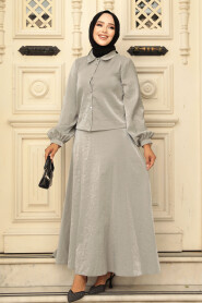 Modest Grey Dual Skirt Suit 14215GR - 1