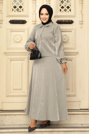 Modest Grey Dual Skirt Suit 14215GR - 2