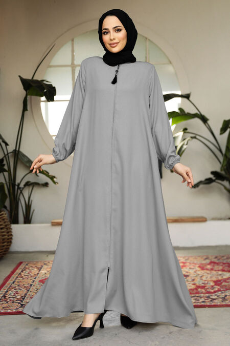 Modest Grey Dubai Abaya 26301GR - NEVA STYLE