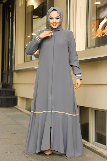 Modest Grey Dubai Abaya 62101GR - NEVA STYLE