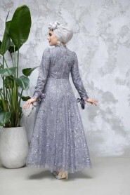 Modest Grey Elegant Evening Gown 4908GR - 4