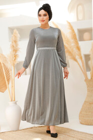 Modest Grey Elegant Evening Gowns 42541GR 