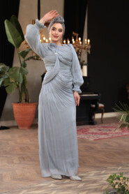 Modest Grey Engagement Dress 51512GR - 3