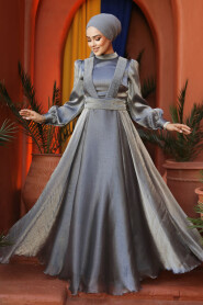 Modest Grey Evening Dress 45701GR - 2