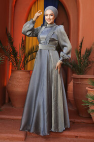 Modest Grey Evening Dress 45701GR - 3