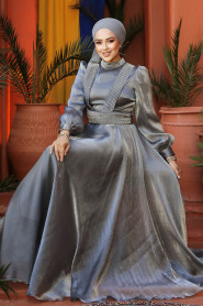 Modest Grey Evening Dress 45701GR - 1