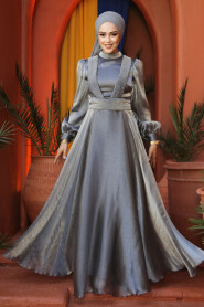 Modest Grey Evening Dress 45701GR - 5