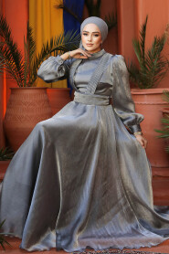 Modest Grey Evening Dress 45701GR - 6