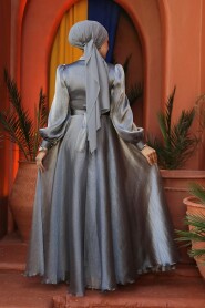 Modest Grey Evening Dress 45701GR - 9