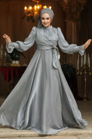 Modest Grey Evening Dress 48051GR - 3