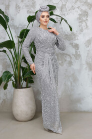 Modest Grey Evening Dress 50371GR - 1