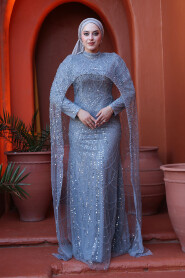 Modest Grey Evening Dress 52361GR - 3