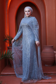 Modest Grey Evening Dress 52361GR - 2