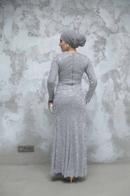 Modest Grey Evening Long Dress 50341GR - 4