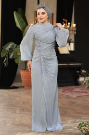 Modest Grey Evening Long Dress 50781GR - 2